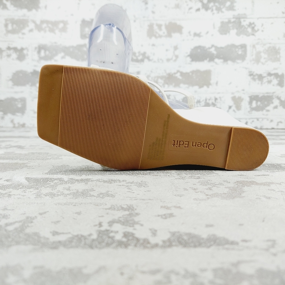 NEW Open Edit Ederyn White Strappy Slip On Summer Wedge Sandals B439 - Picture 8 of 13